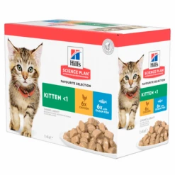 Hills Hill’s Feline Maaltijdzakjes Kitten Multipack – Kattenvoer – Mix Mix Zeevis 12×85 G