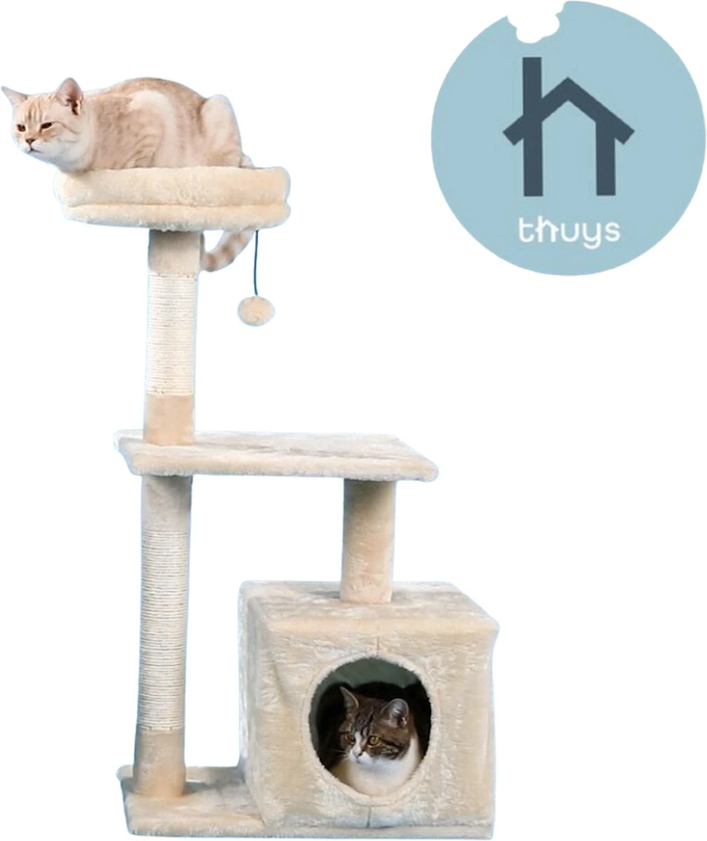 Krabpaal – Krabpaal Voor Grote Katten Met Zit Mand – Krapbaal Voor Katten Stevige Structuur Voor Veiligheid – 85 CM Hoog – Wit – Grijs 3 Krabpaal – Krabpaal Voor Grote Katten Met Zit Mand – Krapbaal Voor Katten Stevige Structuur Voor Veiligheid – 85 CM Hoog – Wit – Grijs