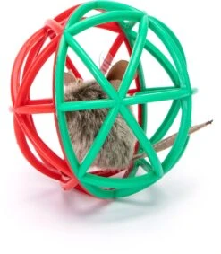 Nobleza Kattenbal Met Piepende Muis – Kattenspeelgoed – Kitten Speelgoed – Katten Speelbal – Speelmuis – Piepende Muis – Katten Muis – Groen / Rood