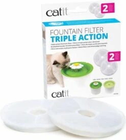 Catit Filters Triple Action 2 Pack – Kanttendrinkbak – 4×14.5×17.5 Cm Wit
