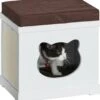 Medina Waycross Kattenhuis – Kattengrot – Krabplaat – MDF – Wit – 41 X 30 X 36 Cm -Kattenvoer Verkoopwinkel 1121x1200