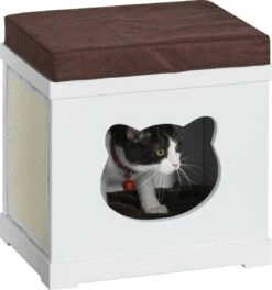 Medina Waycross Kattenhuis – Kattengrot – Krabplaat – MDF – Wit – 41 X 30 X 36 Cm