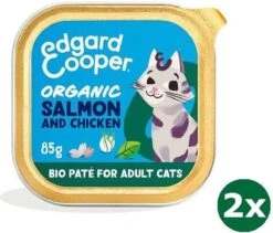 Edgard & Cooper Kat Adult Bio Pate Zalm / Kip Kattenvoer 2x 16×85 Gr