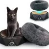 S.HE Kattenmeubel, Stijlvol, 2-in-1 Multifunctioneel Kattenbed + Krabplank [ Om Te Slapen, Krabben En Spelen] Kattenbank Bestaande Uit Krabmeubels + Donutkussen, Kleur Zwart -Kattenvoer Verkoopwinkel 1200x1054