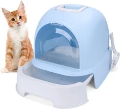Nobleza 48WMB – Kattenbak Met Lade – Kattentoilet Met Schepje – 52x42x38.5CM – Blauw