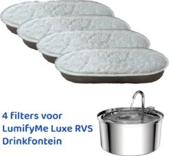 Drinkfontein Filters – 4 Stuks – LumifyMe RVS Drinkfontein