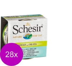 Schesir Kat Bouillon Tonijn/Dorade Blik – Kattenvoer – 28 X 70 G