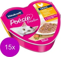 Vitakraft Poésie Saus Alu 85 G – Kattenvoer – 15 X Kip&Groente