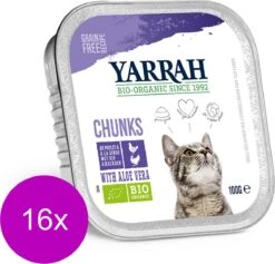Yarrah Bio Kat Alu Brokjes In Saus – Kip & Kalkoen – Kattenvoer – 16 X