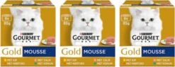 3x Gourmet Gold – Mousse Kip, Zalm & Konijn – Kattenvoer – 8x85g