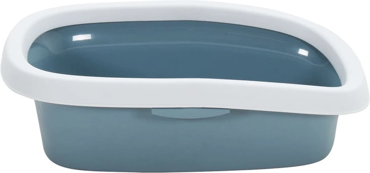 VidaXL Kattenbak 58x39x17 Cm Polypropeen Wit En Blauw 3 VidaXL Kattenbak 58x39x17 Cm Polypropeen Wit En Blauw