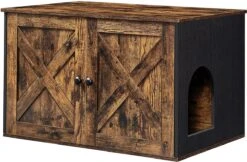 Meubelexpert Kattenhuis Voor Kattenbak – Met Deuren – Vintage – Bruinzwart – PCL002X02