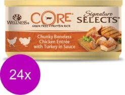 Wellness Core Signature Selects Chunky Kip/Kalkoen – Kattenvoer – 24 X 79 G