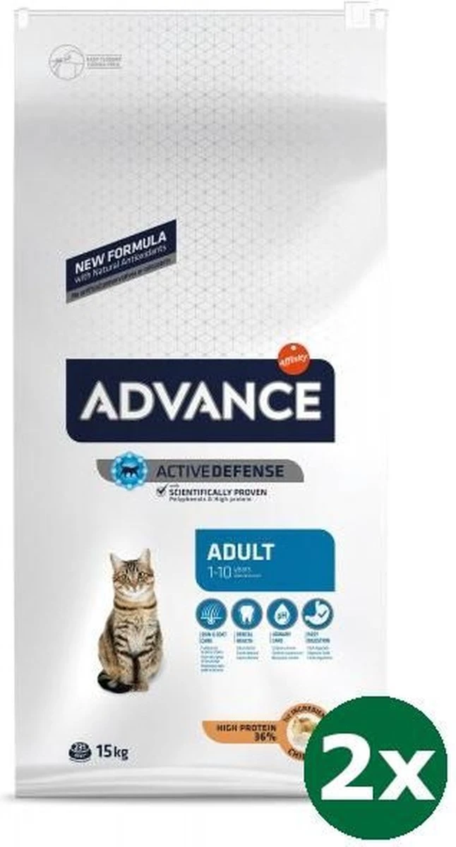 Advance Cat Adult Chicken / Rice Kattenvoer 2x 15 Kg 3 Advance Cat Adult Chicken / Rice Kattenvoer 2x 15 Kg