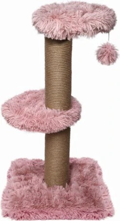 Topmast Krabpaal Fluffy Merida – Roze – 34 X 34 X 67 Cm – Made In EU – Krabpaal Voor Katten – Sterk Sisal Touw – Met Kattenballetje
