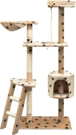VidaXL Kattenkrabpaal Met Sisal Krabpalen 150 Cm Pootafdrukken Beige