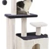MC Star Stabiele Krabpaal, Kattenboom, Kattenkrabpaal, Tweedeurs, Hol, Speelhuis, Meerdere Platforms En Speelgoed, Pluche Ballen Met Klokken, Klimboom Voor Katten Middelhoog 100 Cm, Grijs En Beige -Kattenvoer Verkoopwinkel 693x1200