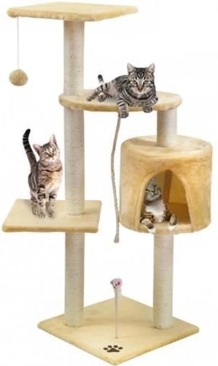 Clauws Krabpaal, De Droom Van Iedere Kat (110cm Hoog) 3 Clauws Krabpaal, De Droom Van Iedere Kat (110cm Hoog)