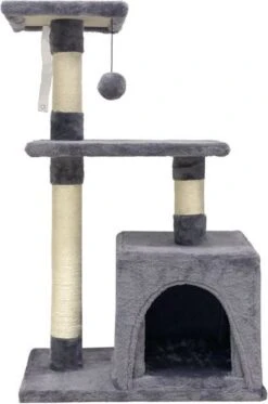 Stijlvolle Kattenkrabpaal Poppy – Grijs – Afmetingen: 50 X 30 X 80 Cm
