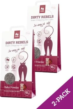 Dirty Rebels Kattenbakvulling BABY POWDER – 2-pack (2×10 L) – Extreem Snel Klontvormend