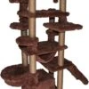 Topmast Krabpaal Fluffy Malta – Bruin – 166 X 65 X 173 Cm – Krabpaal Voor Grote Katten En Zware Katten – Met Kattenhuis En Hangmat – Stevig Sisal Touw