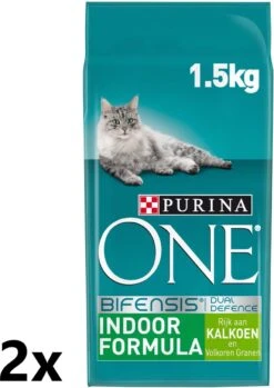 Purina One – Indoor Formula – Kalkoen – Kattenvoer – 2×1.5 Kg