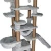 Topmast Krabpaal Fluffy Malta – Grijs – 166 X 65 X 173 Cm – Krabpaal Voor Grote Katten En Zware Katten – Met Kattenhuis En Hangmat – Stevig Sisal Touw -Kattenvoer Verkoopwinkel 857x1200 1
