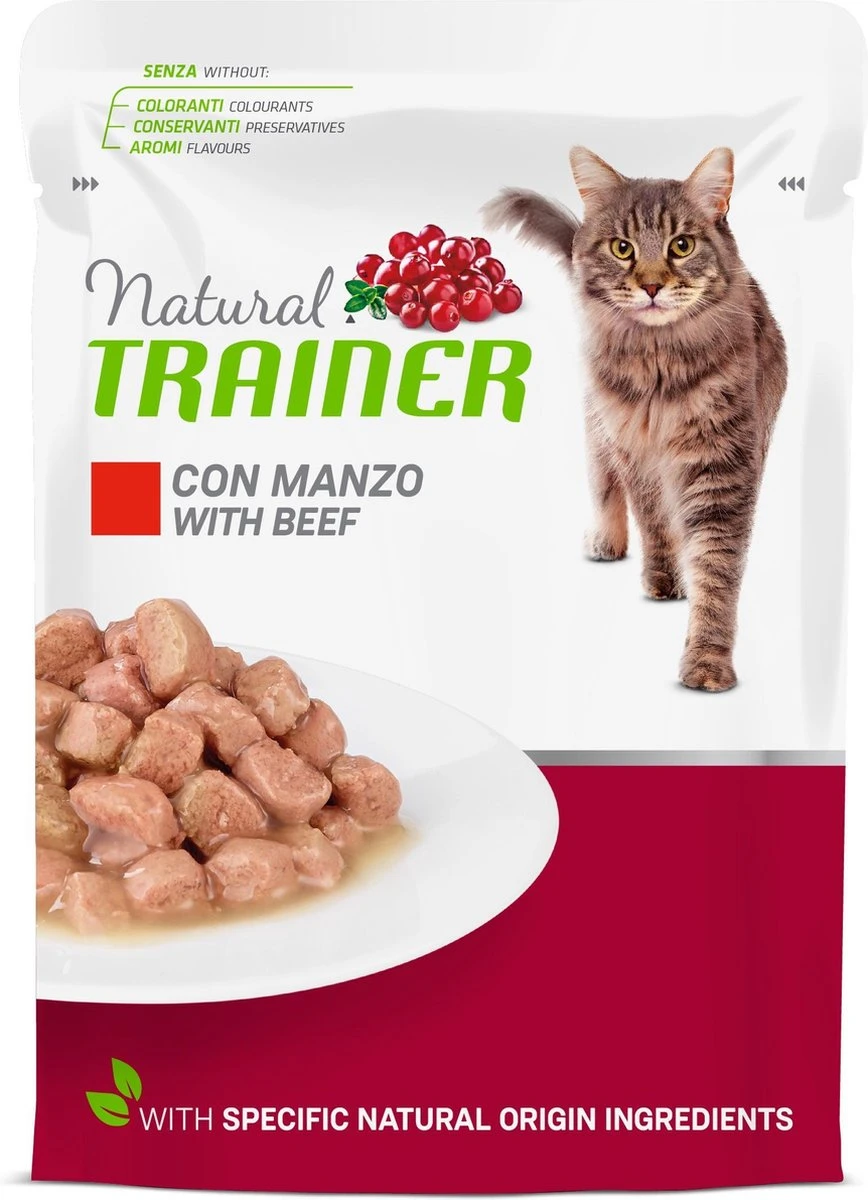 Natural Trainer – Cat Adult Beef Pouch – Kattenvoer – Natvoer Kat – 12 X 85 Gram 3 Natural Trainer – Cat Adult Beef Pouch – Kattenvoer – Natvoer Kat – 12 X 85 Gram
