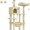 Hoppa! Krabpaal, Stabiele Kattentoren, 2 Zitstokken Van Pluche, 143 Cm, Beige -Kattenvoer Verkoopwinkel 937x1200